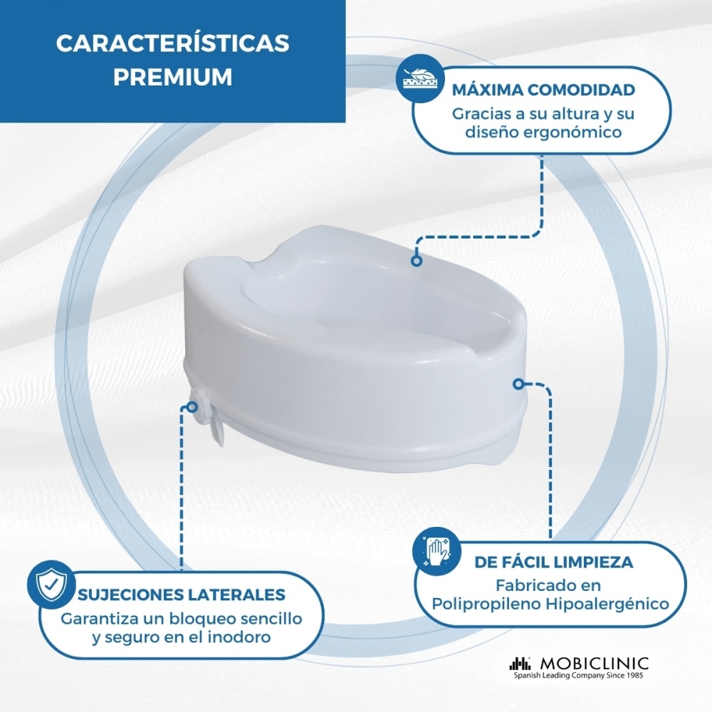 Elevador wc sin tapa 14 cm blanco Titán Mobiclinic 6
