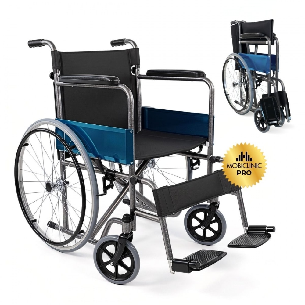 Imagen 1 de Silla de ruedas plegable ruedas grandes ligera ortopédica negro Alcázar Mobiclinic