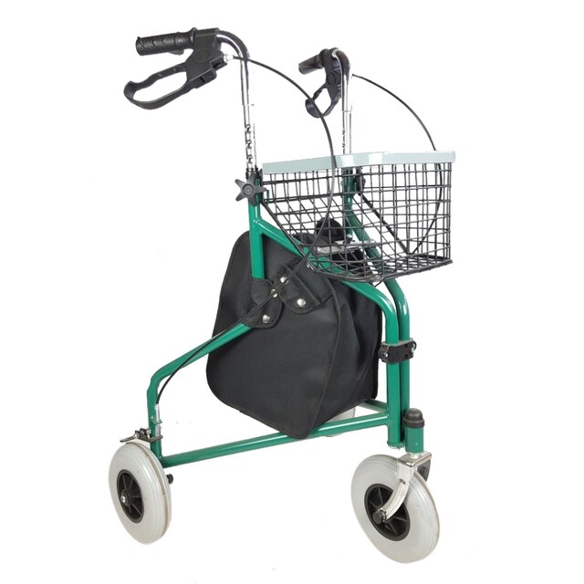 Imagen 0 de Andador para ancianos plegable freno manetas 3 ruedas cesta verde Caleta Mobiclinic