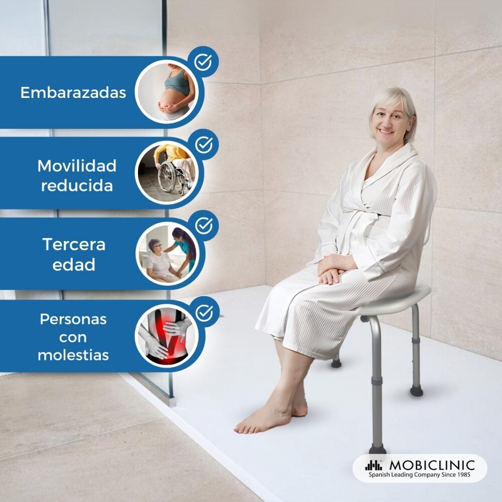 Silla de baño altura regulable respaldo asiento en "u" Marisma Mobiclinic 4