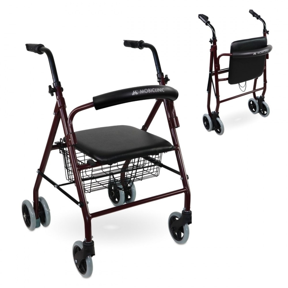 Imagen 1 de Andador para adultos 4 ruedas Andador para personas mayores Mobiclinic Prado Con freno a presión Asiento y cesta