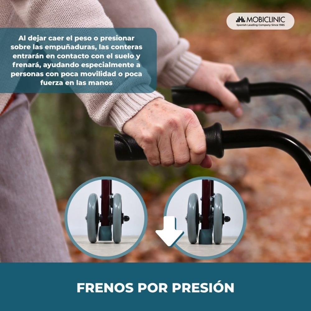Imagen 4 de Andador para adultos 4 ruedas Andador para personas mayores Mobiclinic Prado Con freno a presión Asiento y cesta