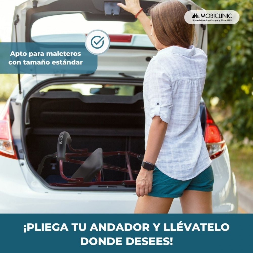 Imagen 5 de Andador para adultos 4 ruedas Andador para personas mayores Mobiclinic Prado Con freno a presión Asiento y cesta