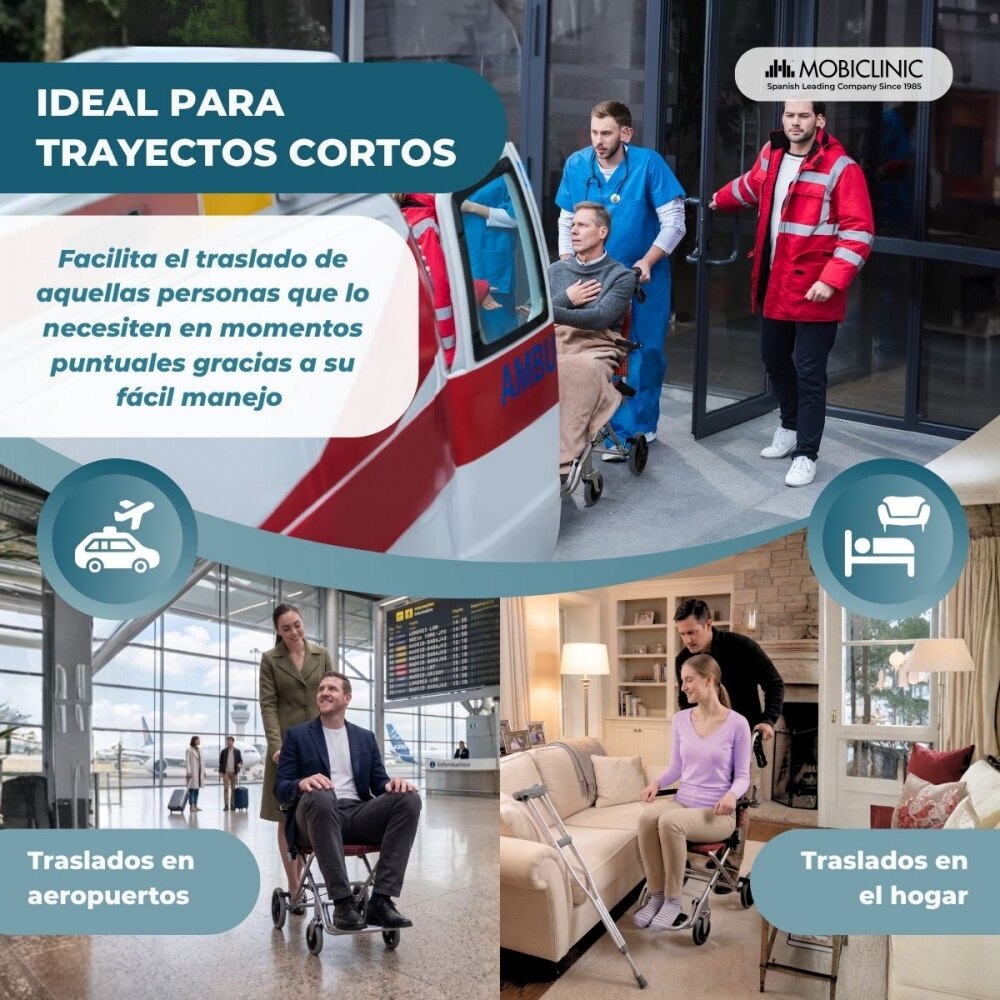 Silla de ruedas para tránsito plegable aluminio frenos manetas roja Neptuno Mobiclinic 3