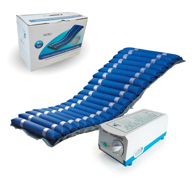 Imagen 0 de Colchón antiescaras de aire con compresor 200x86x9.5cm 20 celdas azul Mobi 2 Mobiclinic