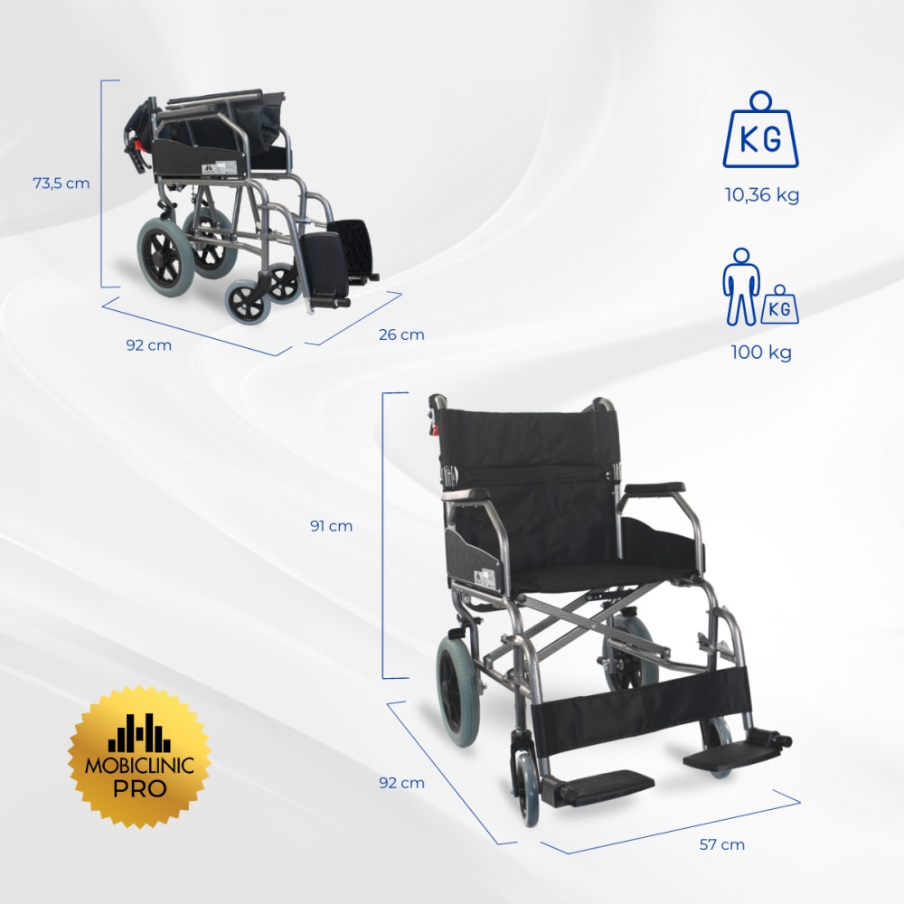 Silla de ruedas plegable aluminio reposapiés extraíbles y respaldo abatible Museo Mobiclinic 2