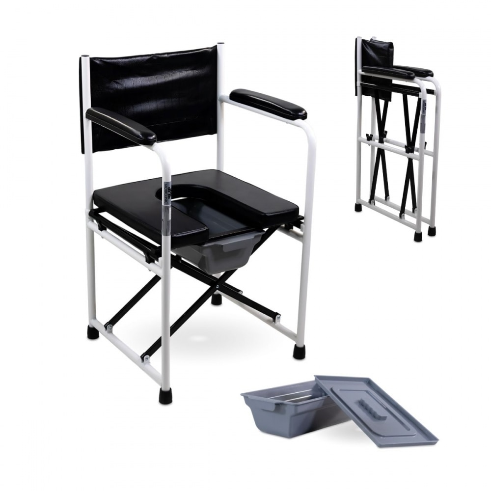 Silla wc plegable con tapa acero cromado reposabrazos Ebro Mobiclinic 1
