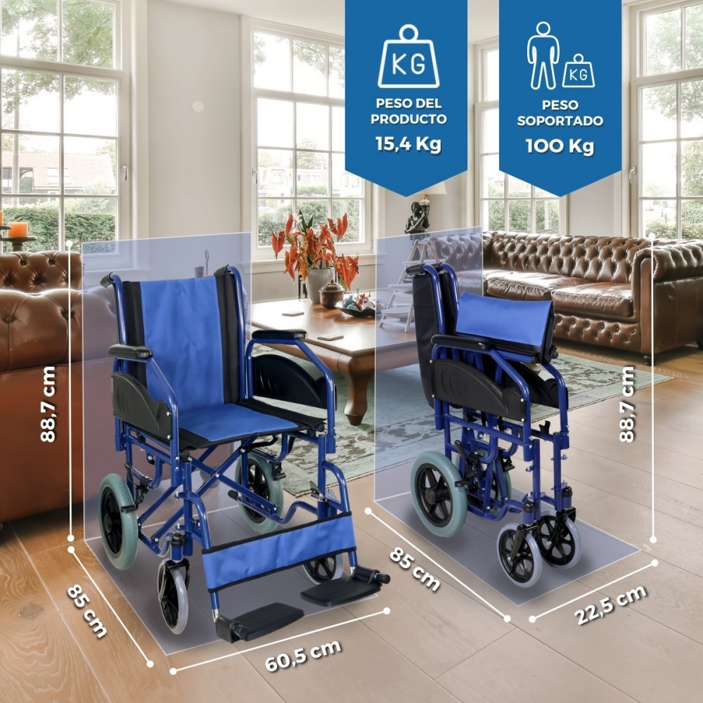 Silla de ruedas vip plegable reposabrazos y reposapiés extraíbles Maestranza Mobiclinic 2