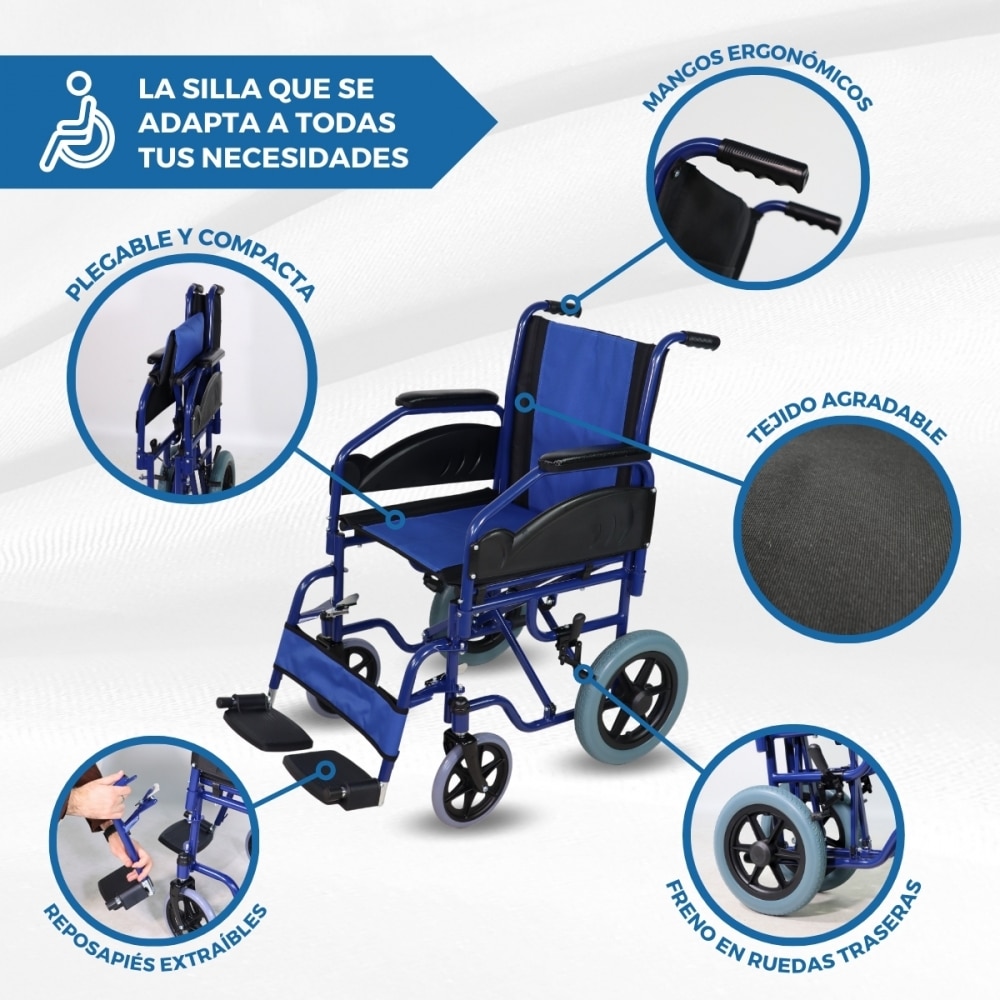 Silla de ruedas vip plegable reposabrazos y reposapiés extraíbles Maestranza Mobiclinic 3