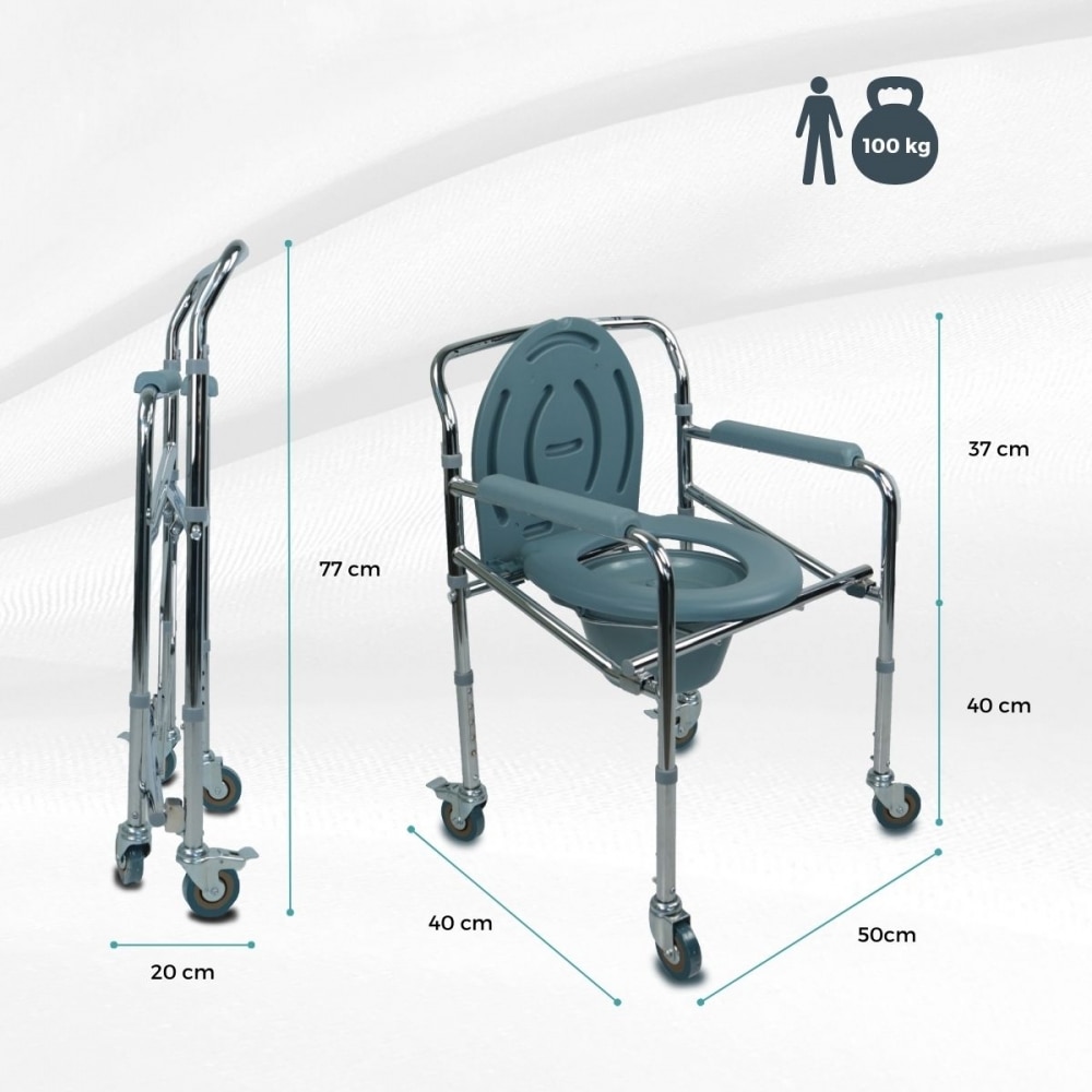 Imagen 2 de Silla con wc plegable altura regulable reposabrazos ajustable con tapa Muelle Mobiclinic