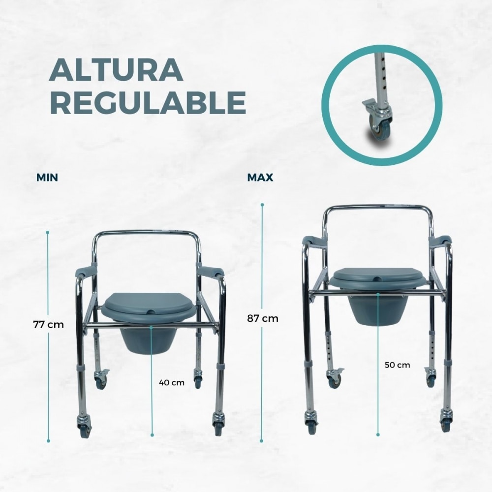 Imagen 3 de Silla con wc plegable altura regulable reposabrazos ajustable con tapa Muelle Mobiclinic