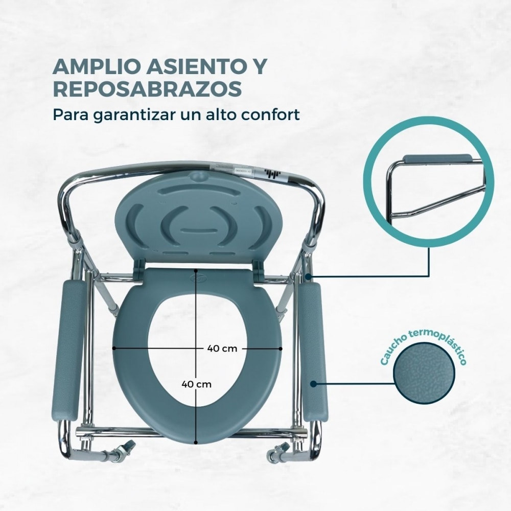 Imagen 5 de Silla con wc plegable altura regulable reposabrazos ajustable con tapa Muelle Mobiclinic