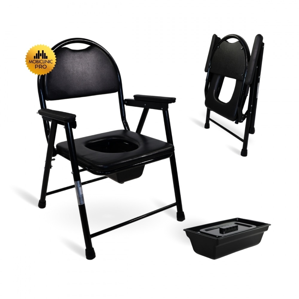 Silla wc plegable acero cromado reposabrazos negro Guadalquivir Mobiclinic 1