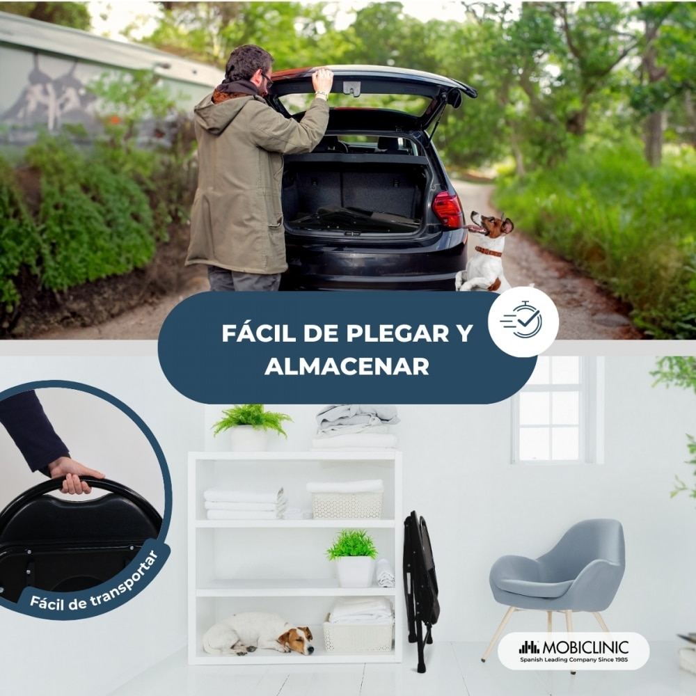 Silla wc plegable acero cromado reposabrazos negro Guadalquivir Mobiclinic 5