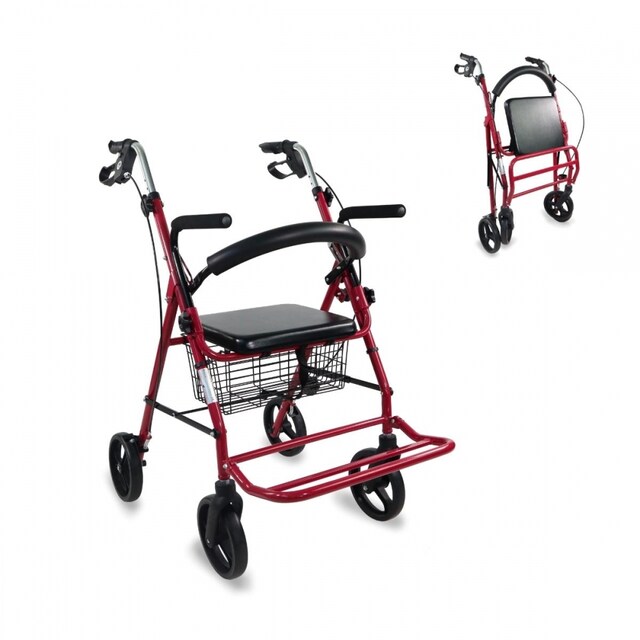 Imagen 0 de Andador para ancianos Mobiclinic Colón Aluminio Plegable Frenos en manetas Asiento y respaldo 4 ruedas Burdeos