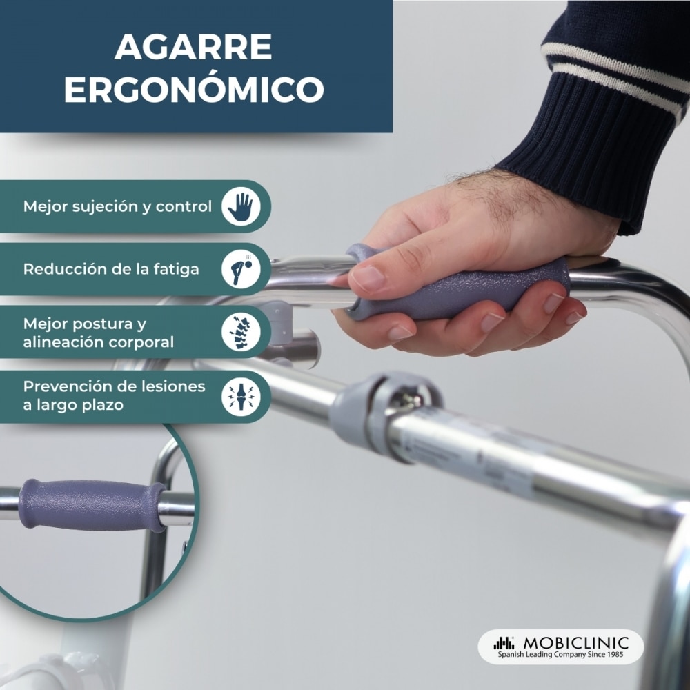 Imagen 5 de Andador para adultos aluminio plegable 2 ruedas regulable en altura Capitel Mobiclinic