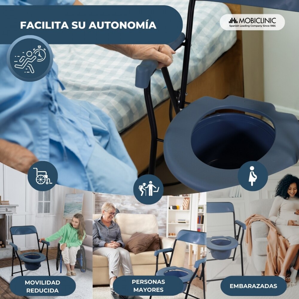 Silla con wc plegable reposabrazos asiento ergonómico conteras antideslizates Timón Mobiclinic 3