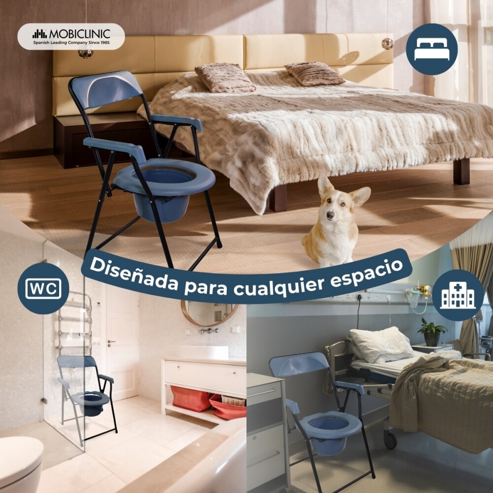 Silla con wc plegable reposabrazos asiento ergonómico conteras antideslizates Timón Mobiclinic 5