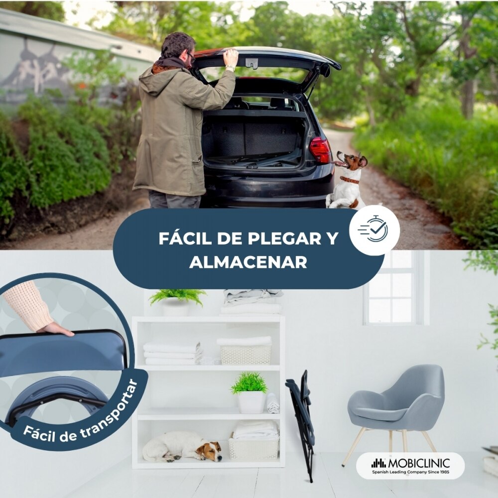 Silla con wc plegable reposabrazos asiento ergonómico conteras antideslizates Timón Mobiclinic 6
