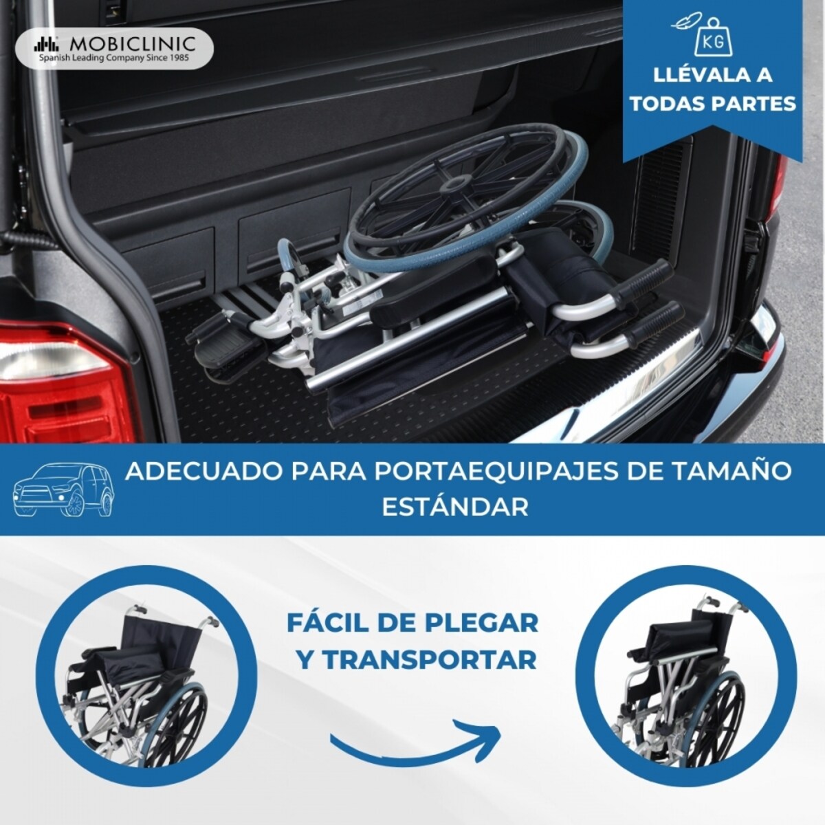 Silla de ruedas plegable reposabrazos abatibles reposapiés extraíbles Ópera Mobiclinic 4