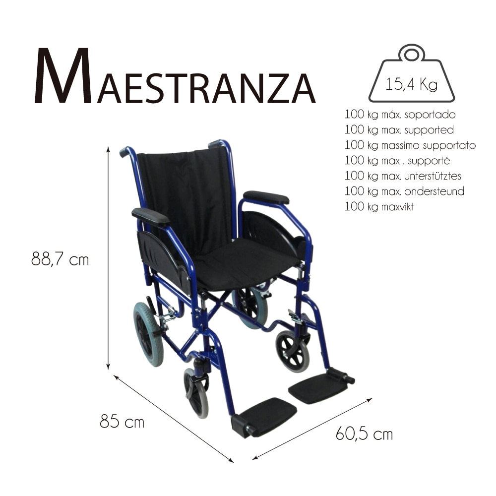 Silla de ruedas tránsito plegable reposabrazos y reposapiés extraíbles Maestranza Mobiclinic 4