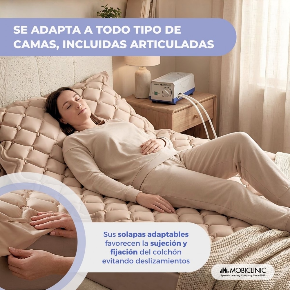 Colchón antiescaras de aire con compresor 200x90x7cm 130 celdas beige Mobi 1 Mobiclinic 3