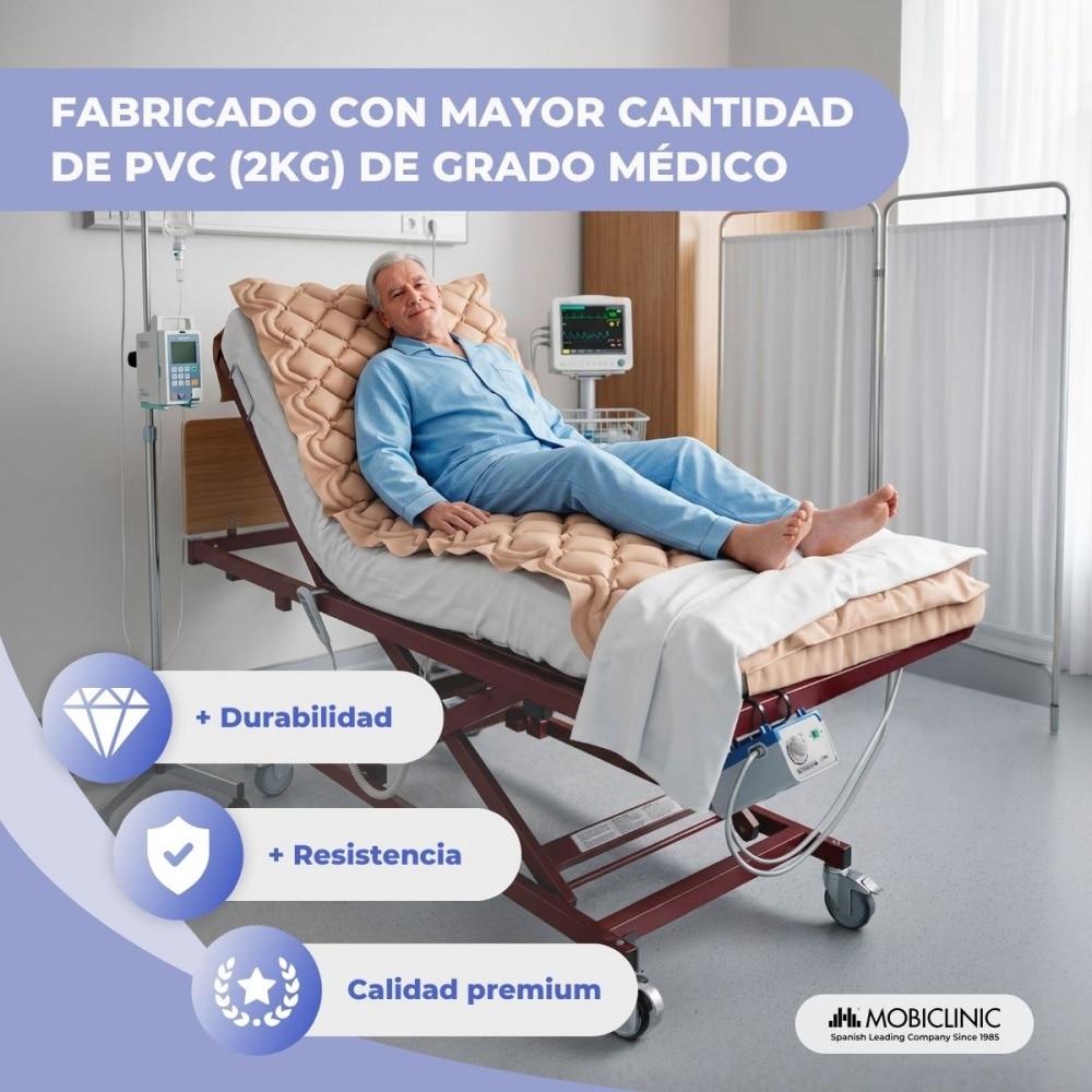Colchón antiescaras de aire con compresor 200x90x7cm 130 celdas beige Mobi 1 Mobiclinic 4