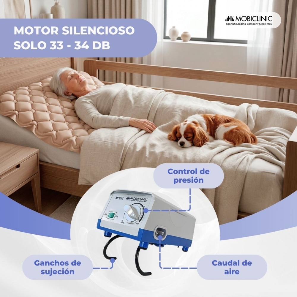 Colchón antiescaras de aire con compresor 200x90x7cm 130 celdas beige Mobi 1 Mobiclinic 5