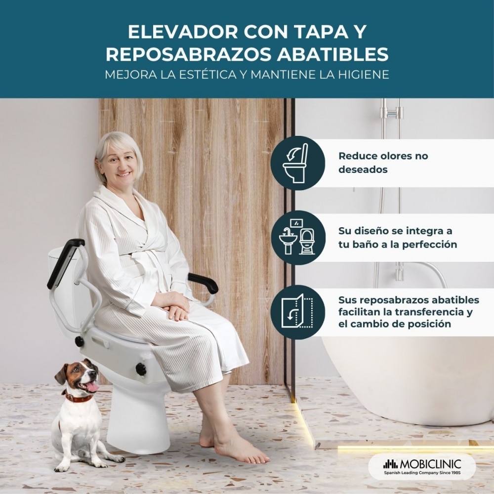 Elevador wc con tapa 17cm regulable inclinable blanco Tajo Mobiclinic 4