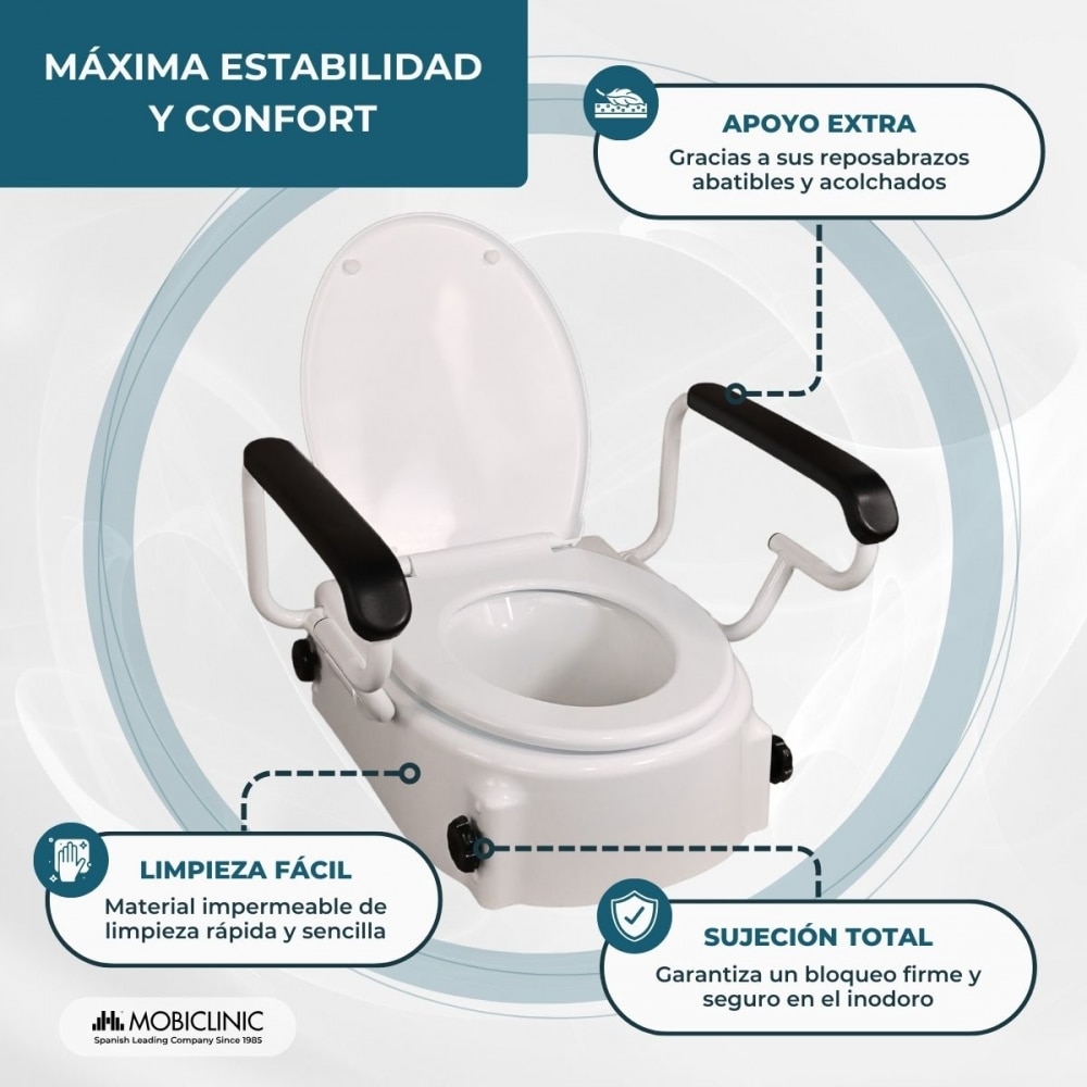 Elevador wc con tapa 17cm regulable inclinable blanco Tajo Mobiclinic 5