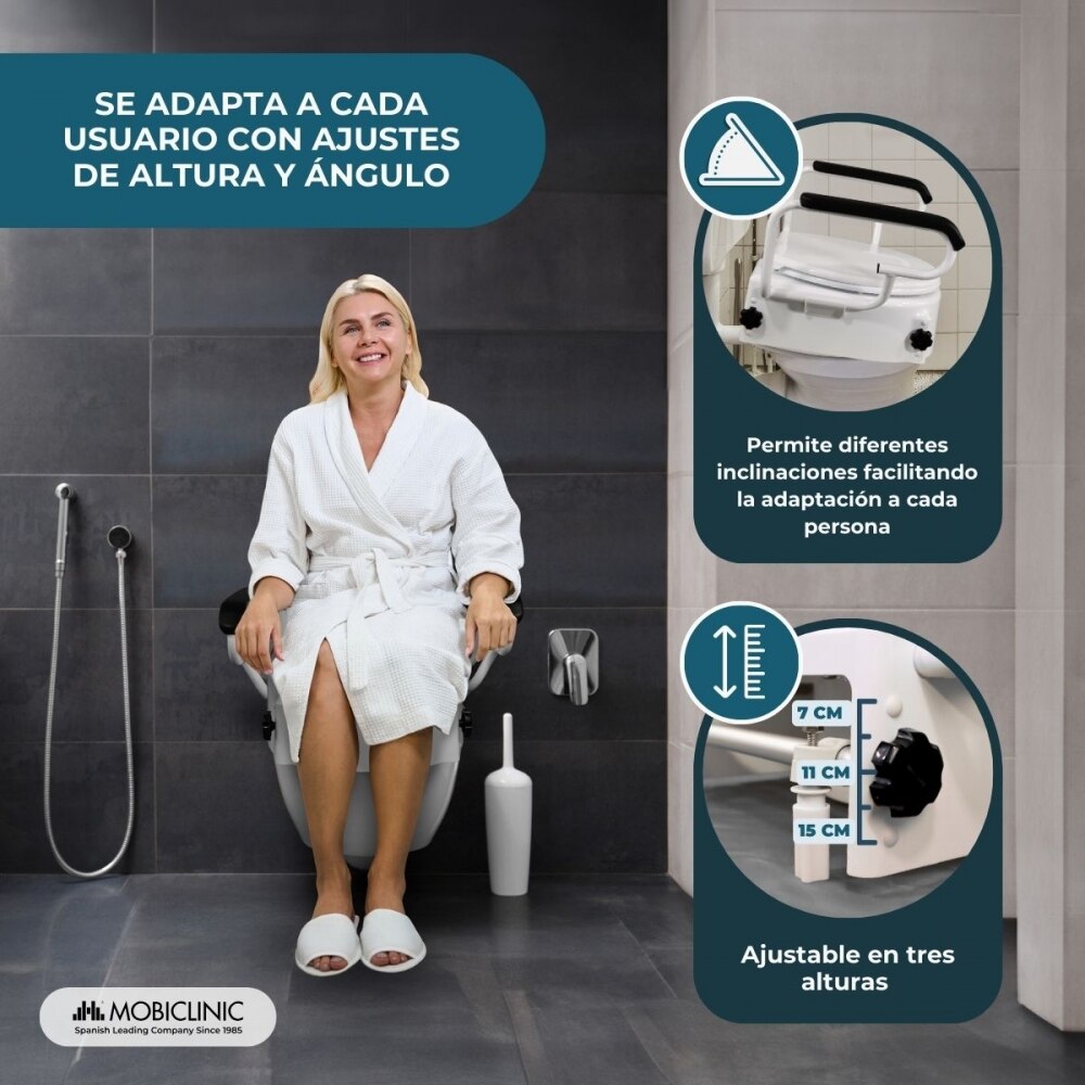Elevador wc con tapa 17cm regulable inclinable blanco Tajo Mobiclinic 6