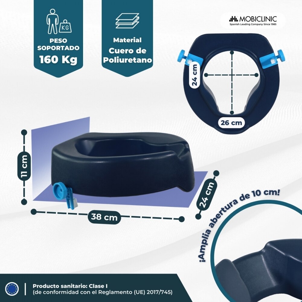 Elevador wc 11 cm asiento de inodoro blando azul Río Mobiclinic 2