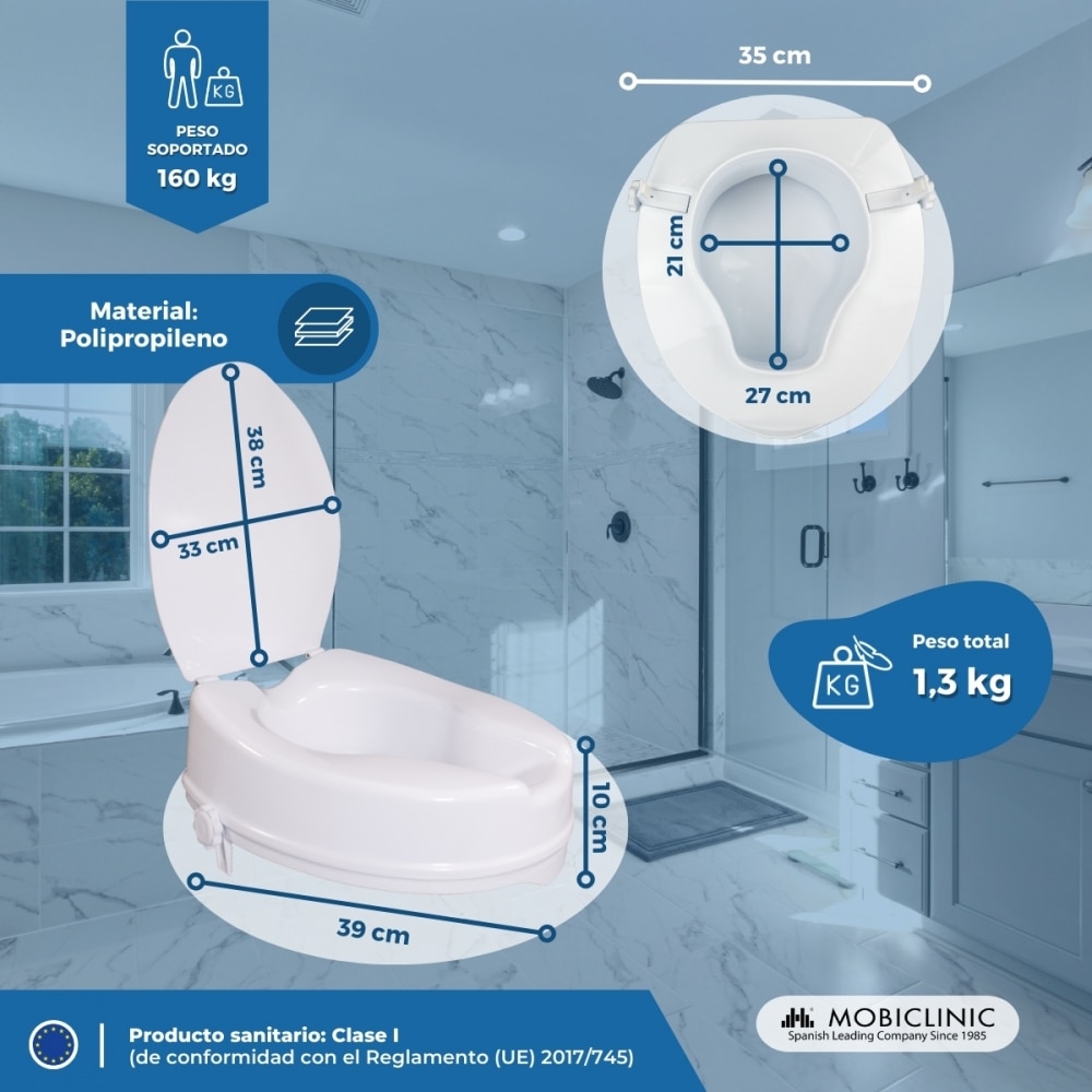 Elevador wc con tapa 10 cm blanco Titán Mobiclinic 2
