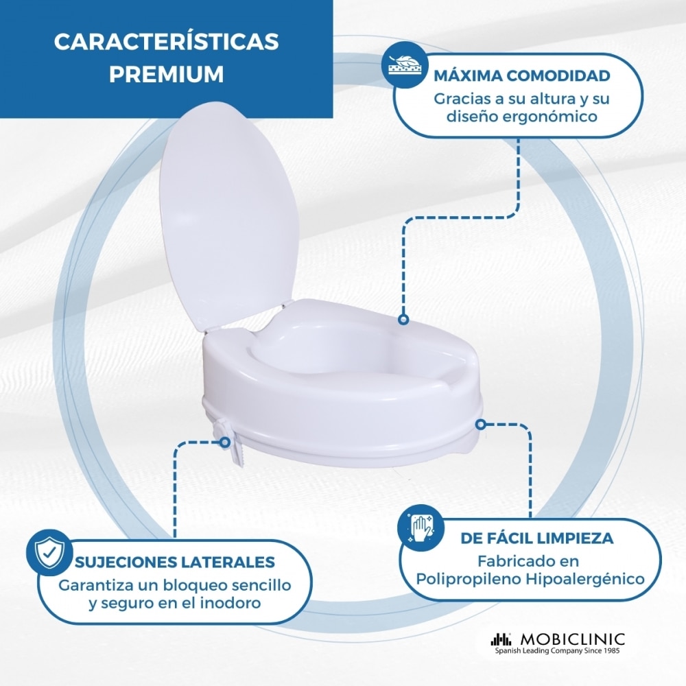 Elevador wc con tapa 10 cm blanco Titán Mobiclinic 5