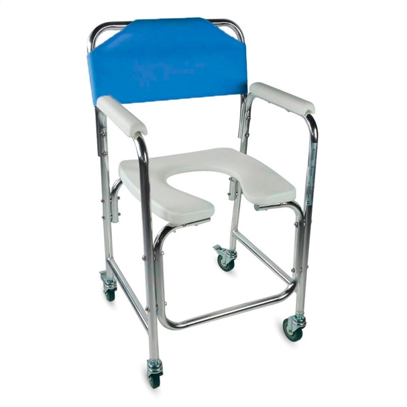 Silla para wc ruedas reposabrazos aluminio azul Manzanares Mobiclinic 1