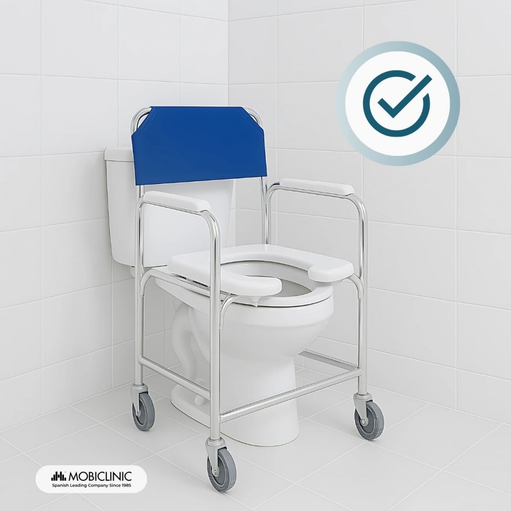 Silla para wc ruedas reposabrazos aluminio azul Manzanares Mobiclinic 3