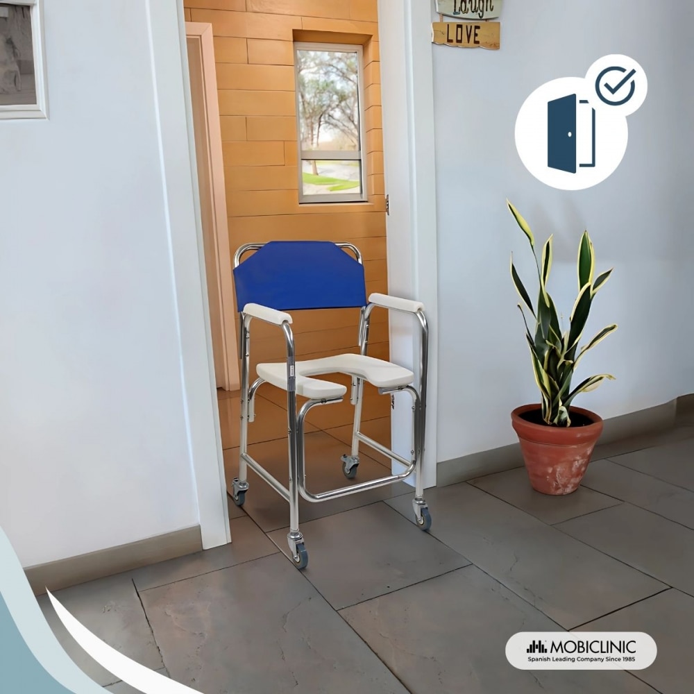 Silla para wc ruedas reposabrazos aluminio azul Manzanares Mobiclinic 6