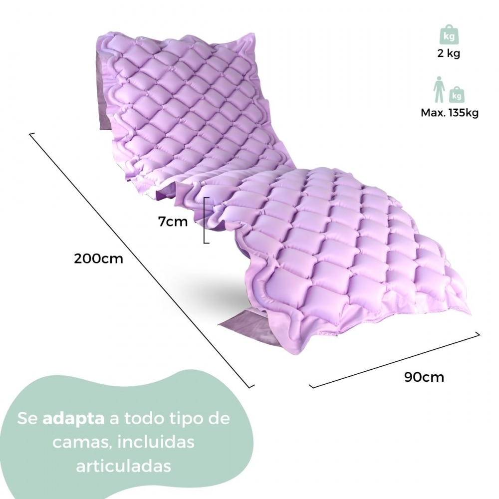 Colchón antiescaras de aire compresor 200x90x7cm 130 celdas lila Mobi 1 Mobiclinic 2