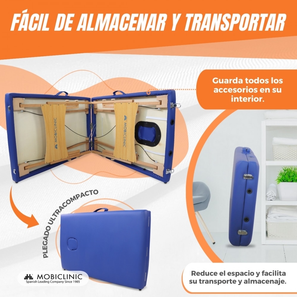 Camilla de masaje plegable portátil madera 186x60 cm azul CM-01 Light Mobiclinic 5