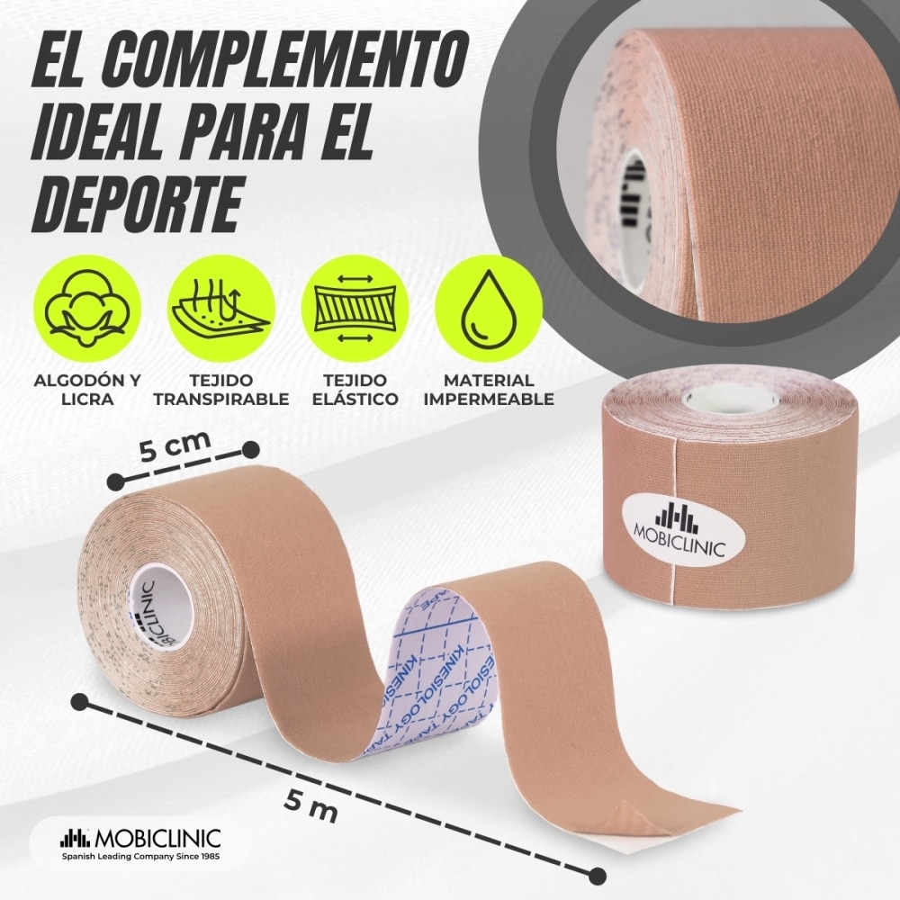 Kinesiotape Mobiclinic Mobitape Venda neuromuscular 5cm x 5m Beige 2