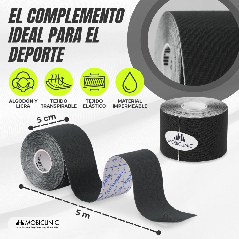 Kinesiotape Mobiclinic Mobitape Venda neuromuscular 5cm x 5m Negro 2