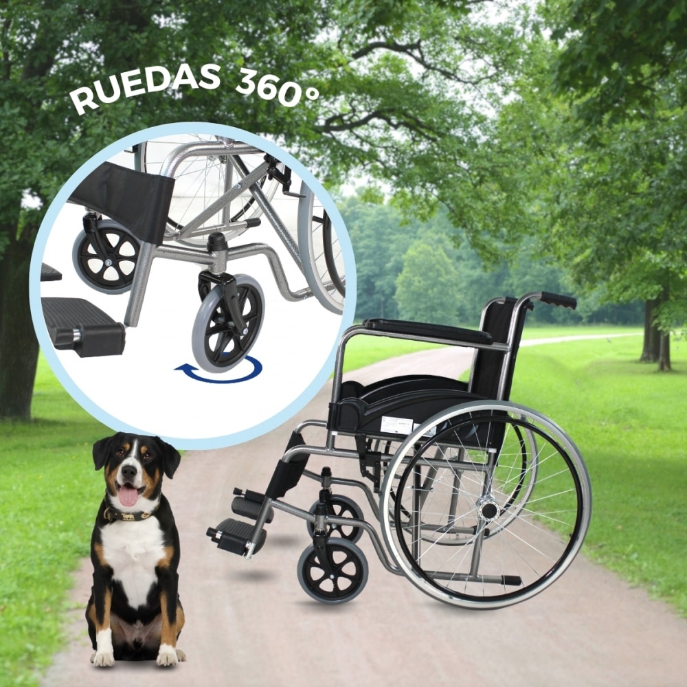Silla de ruedas acero ancho 44cm Valencia 100kg Clinifcalfy Negro-3