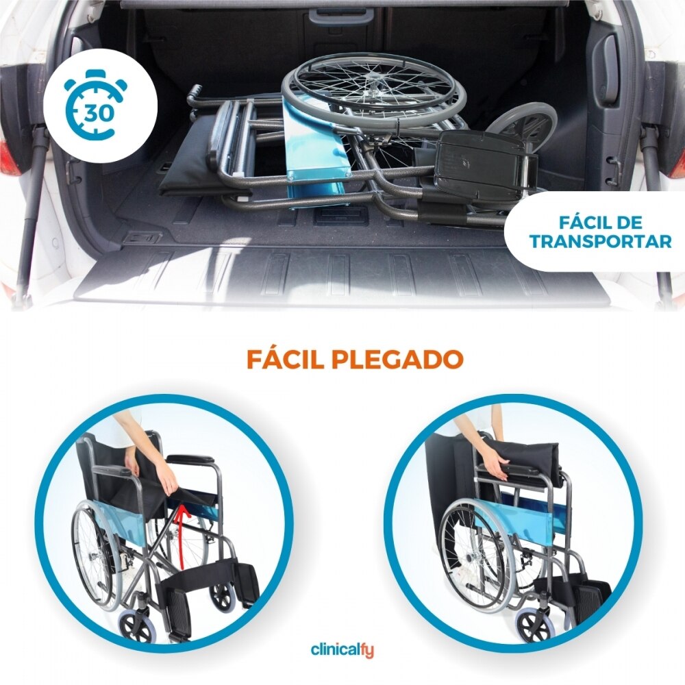 Silla de Ruedas 46 cm 86 cm altura Júcar Ruedas grandes Ligera 100kg Clinifcalfy Negro-2