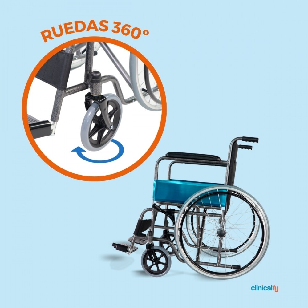 Silla de Ruedas 46 cm 86 cm altura Júcar Ruedas grandes Ligera 100kg Clinifcalfy Negro-4