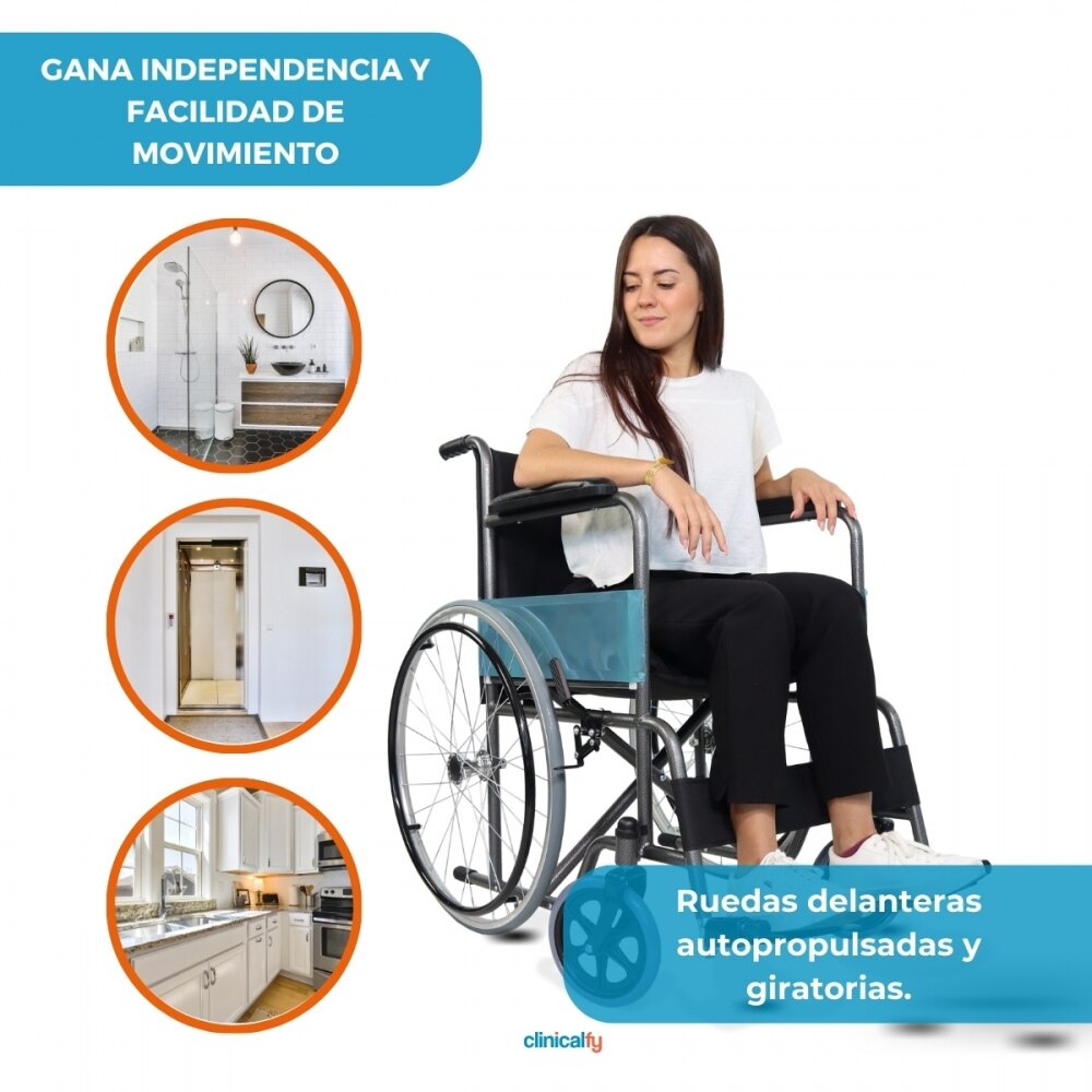 Silla de Ruedas 46 cm 86 cm altura Júcar Ruedas grandes Ligera 100kg Clinifcalfy Negro-6
