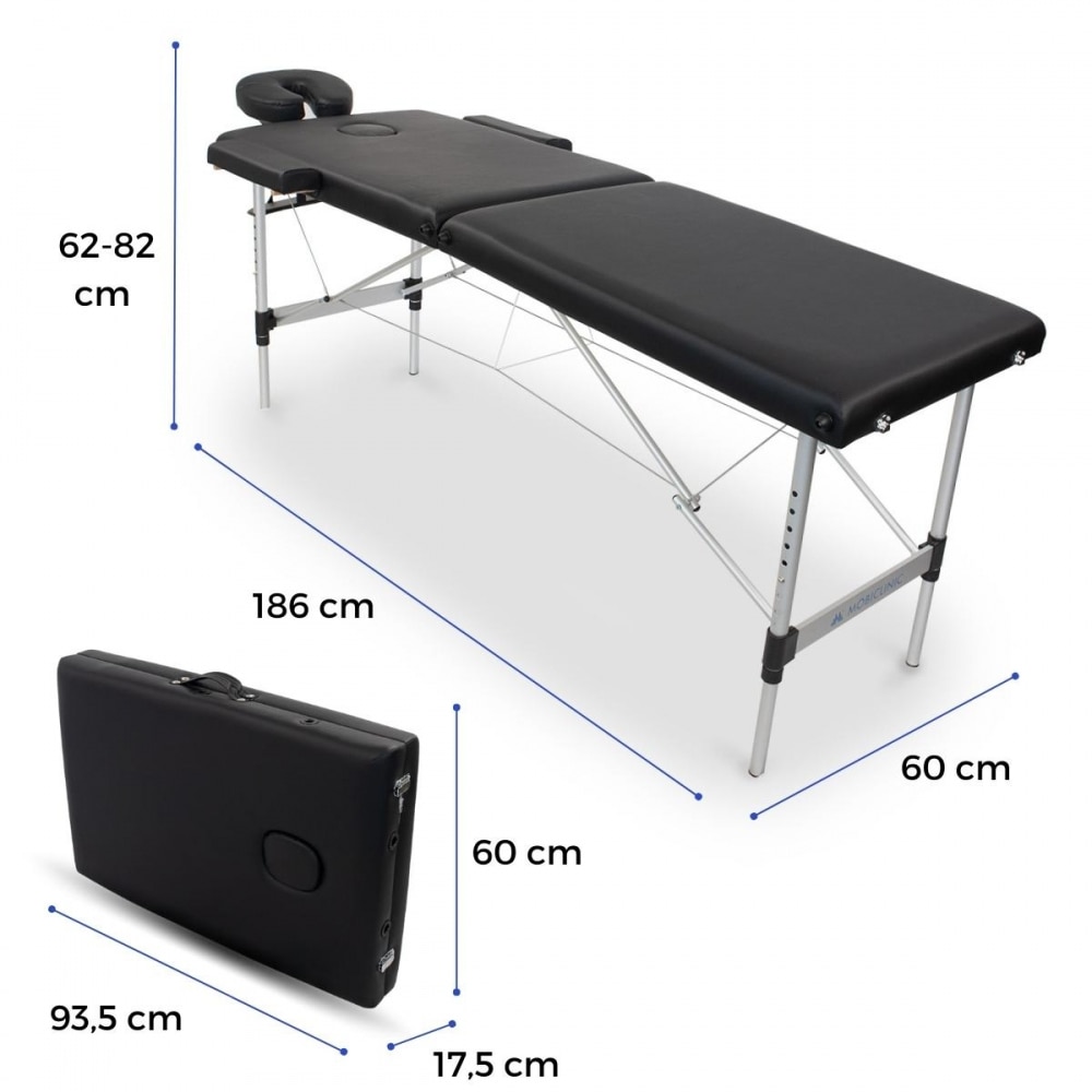 Camilla de masaje plegable portátil aluminio 186x60 cm negro CA-01 Light Mobiclinic 2