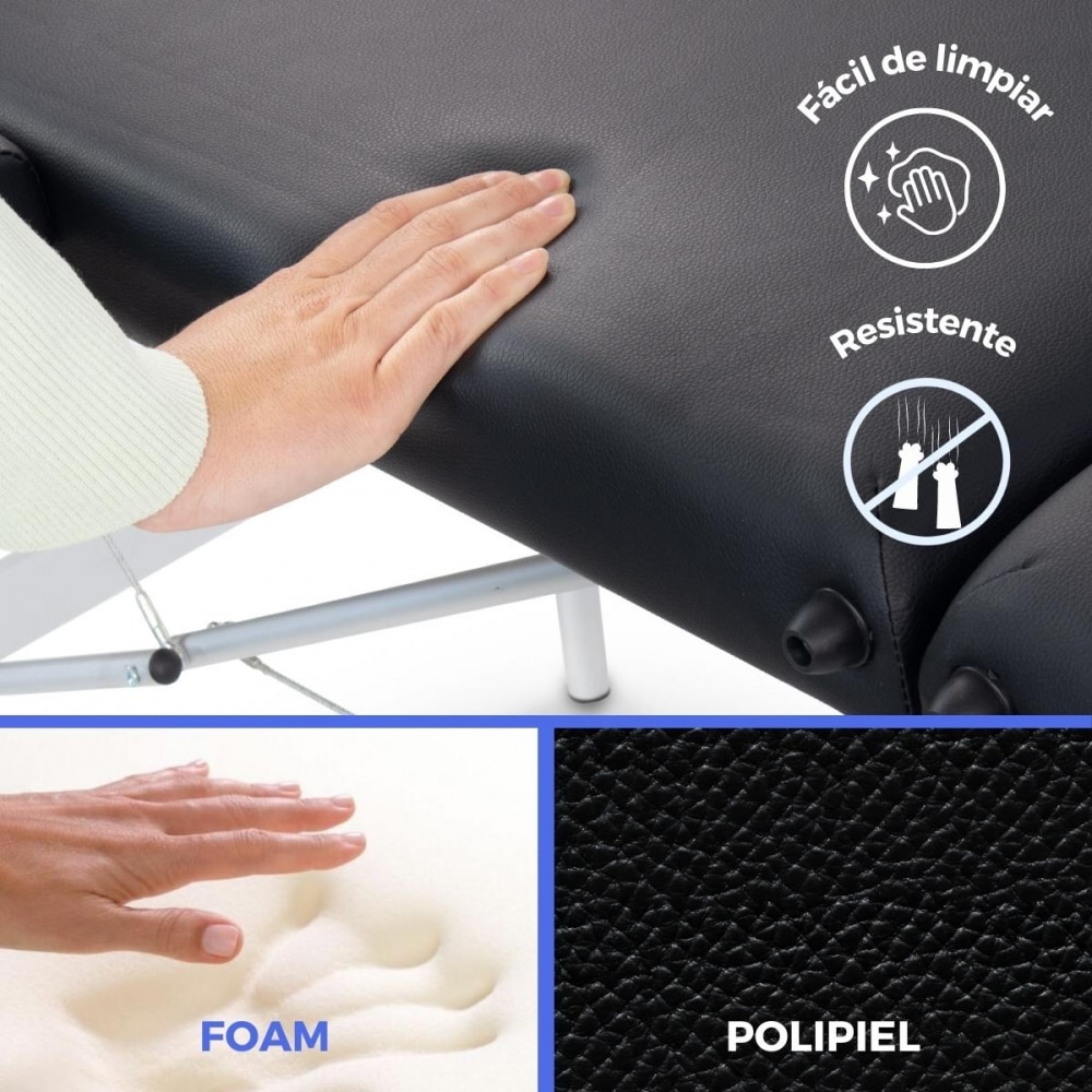 Camilla de masaje plegable portátil aluminio 186x60 cm negro CA-01 Light Mobiclinic 3