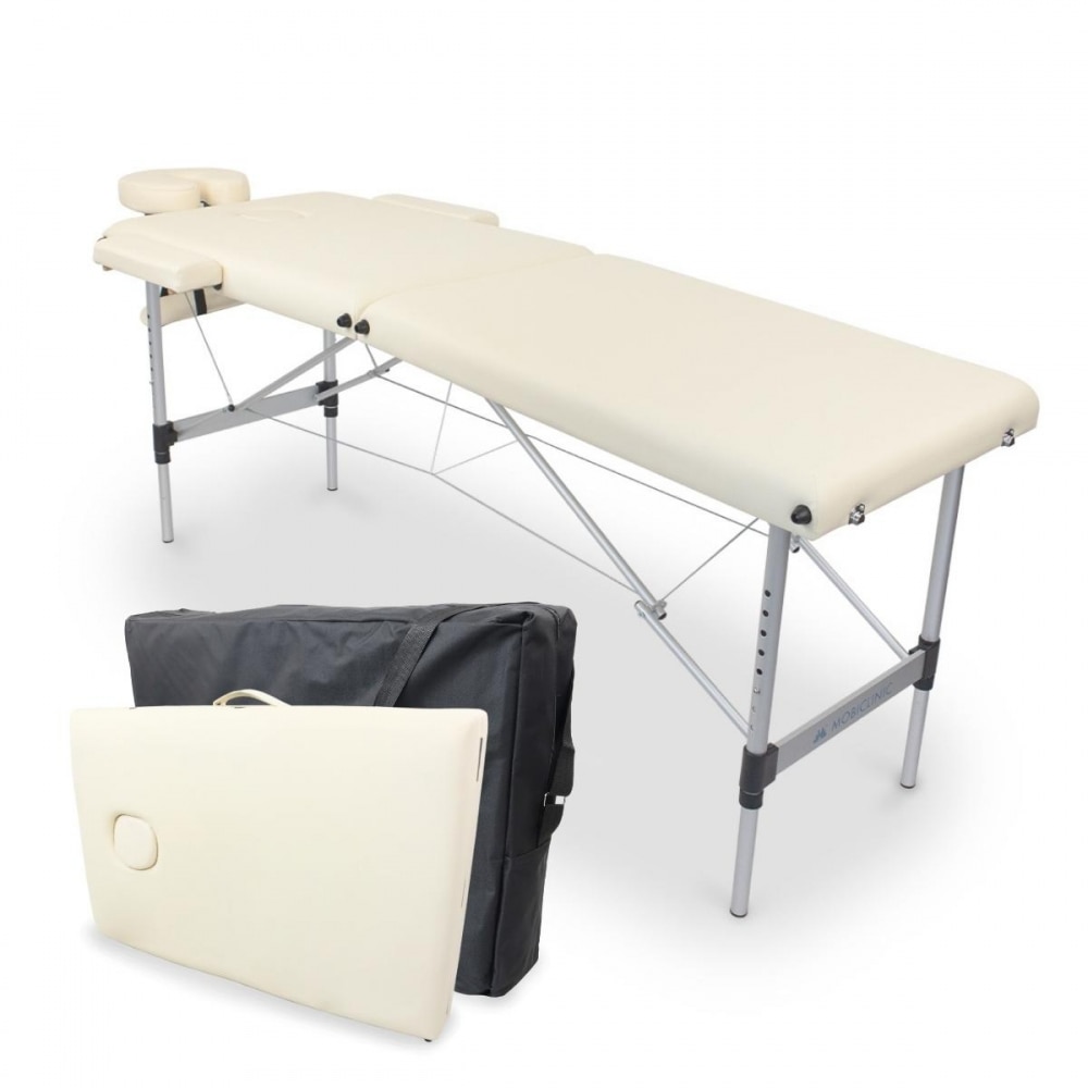 Imagen 0 de Camilla de masaje plegable portátil aluminio 186x60 cm crema CA-01 Light Mobiclinic