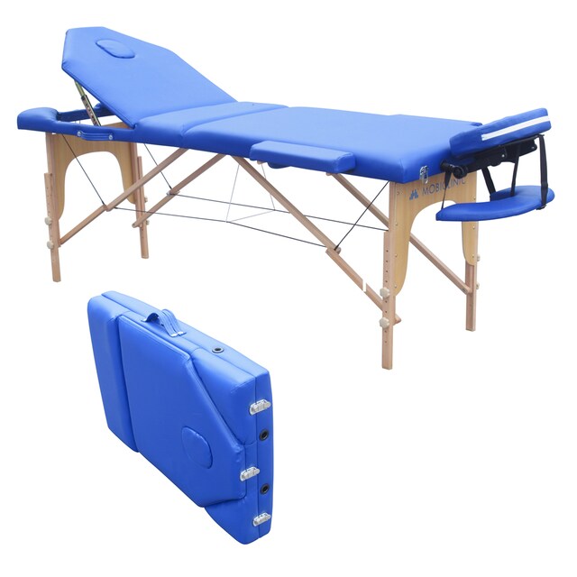 Imagen 0 de Camilla plegable madera portátil 186 x 60 cm masaje azul CM-01 plus Mobiclinic