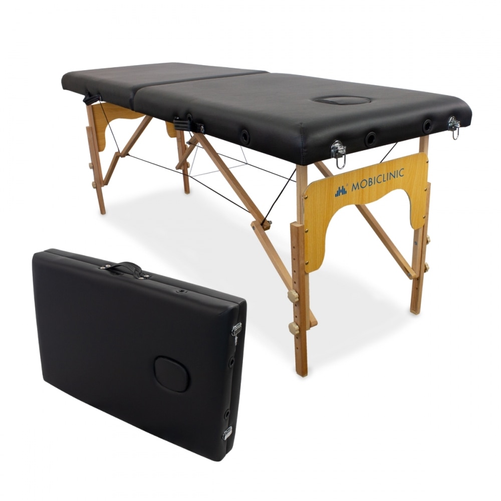Camilla plegable madera portátil 180x60 cm masaje negra CM-01 Basic Mobiclinic 1